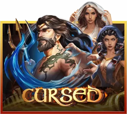 หน้าปกเกมธีมคำสาปที่มีตัวละครยืนเรียงกันสามตัว