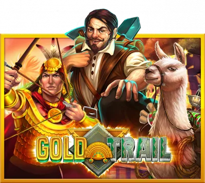 หน้าปกเกมธีมการเดินทางหาทองที่มีตัวละครและสัตว์บรรทุกของ